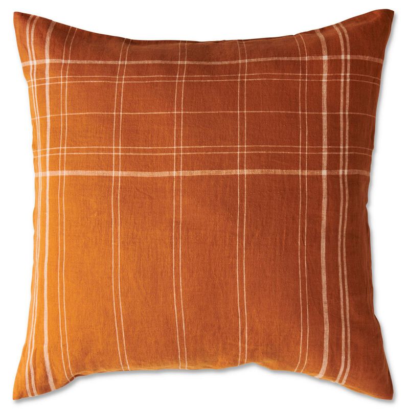 Kip&Co Santa Monica Pecan Tartan Linen European Pillowcases 2P Set image number 0